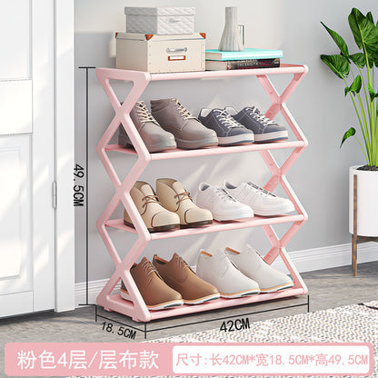 X-Frame Shoe Rack Organizer – Minimalist 2-Tier Entryway Storage in 5 Colors