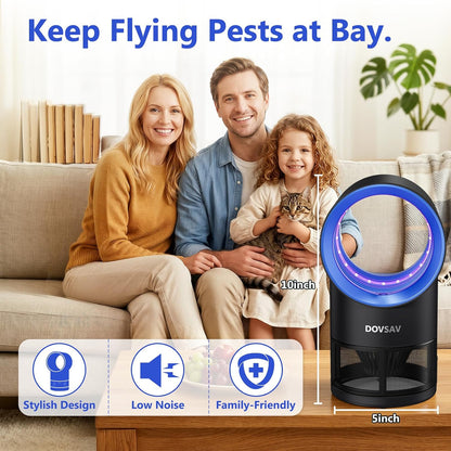 Fruit Fly Trap for Indoors, Blue Bug Zapper Indoor with Suction & Timer | Uv Light Lures Fruit Flies/Gnats, Timer 6/12Hrs, Plug in Fly Trap with Suction, Kid & Pet Applicable, Low Noise, 10 Refills