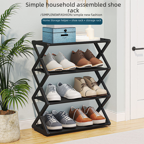 X-Frame Shoe Rack Organizer – Minimalist 2-Tier Entryway Storage in 5 Colors