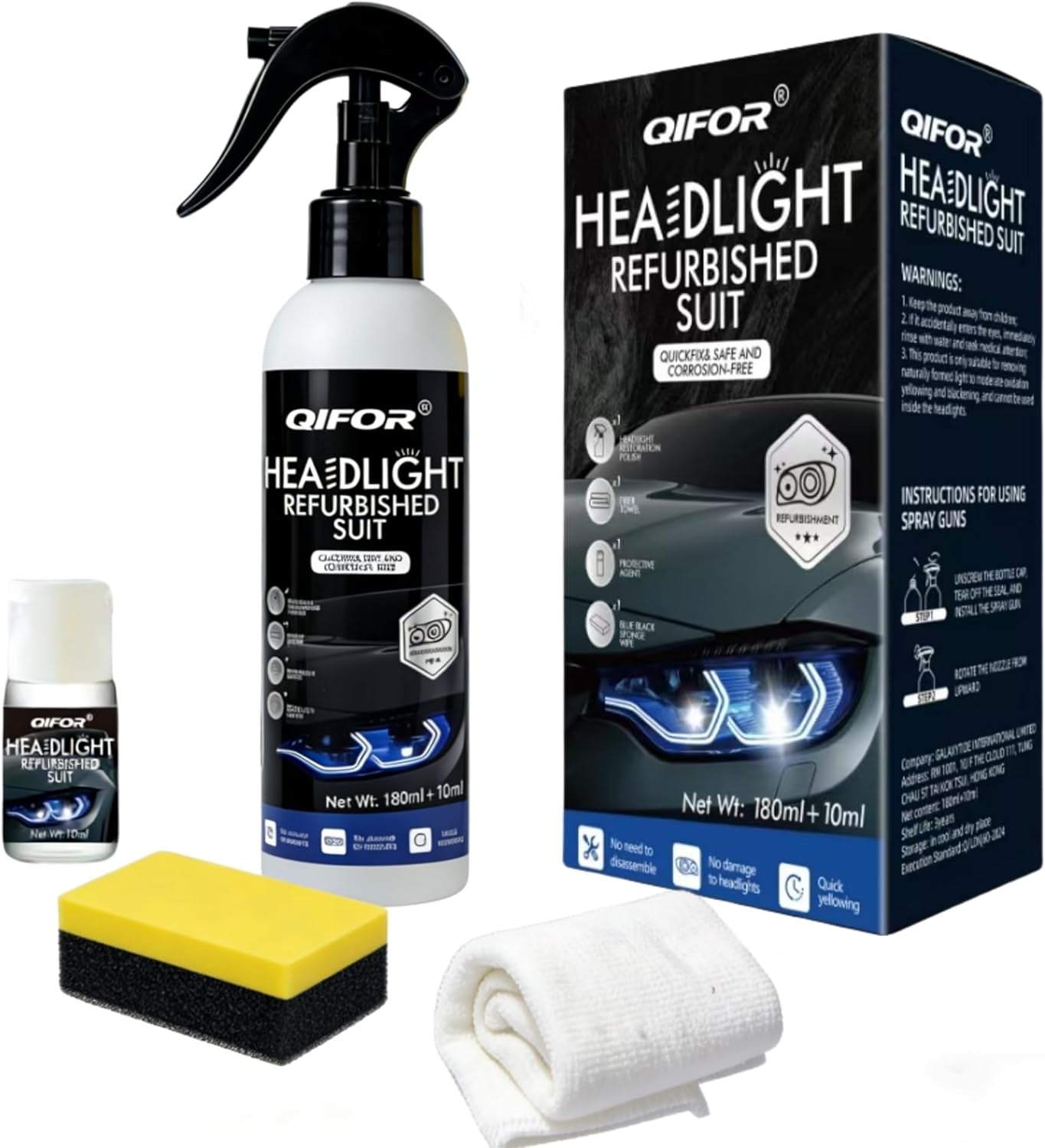 Automotive Headlight Restoration Kit - 6.76 Fl Oz | Oxidized and Yellowed Automotive Headlamps, Blurring Enhanced Crystalline Coating Refurbisher