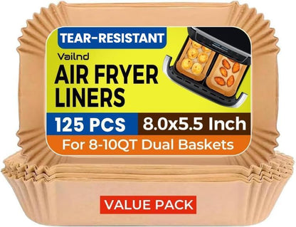 125Pcs 8 Inch Square Air Fryer Liners Disposable for 5-8QT, Parchment Paper | Non-Stick, Unbleached Food Grade, Waterproof Oilproof Baking Airfryer Sheets Papers for Oven, Microwave, Baking, Roasting