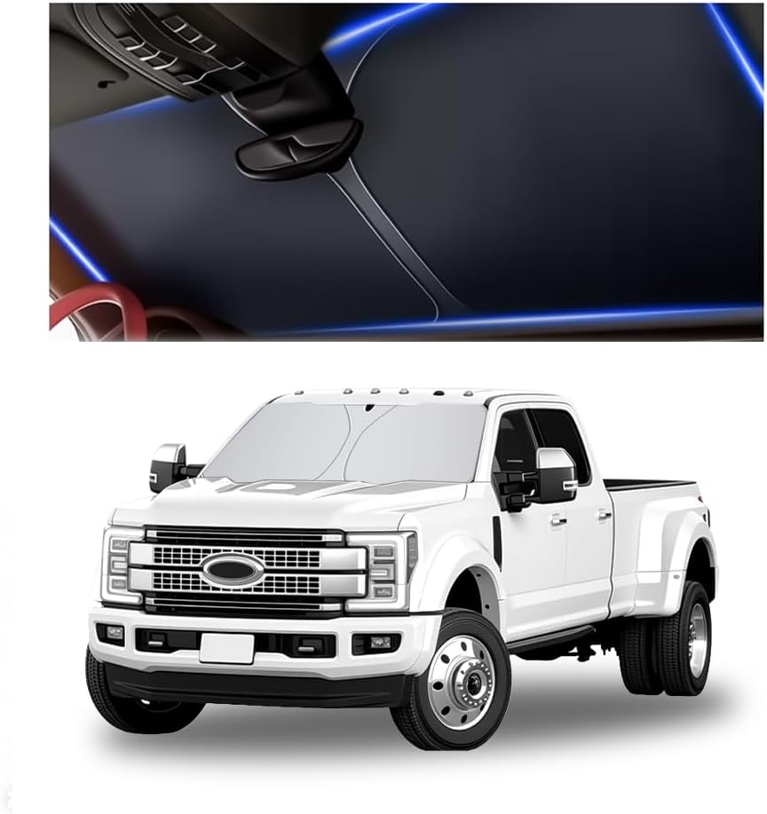 300T Thickened Automotive Glass Sunshade and Comes with Storage Bag,Keep Car Interior Cool,Universal Windshield Sun Shade Fit for Cars,Trucks,Suvs (L: 57.08 * 31.5 Inch)