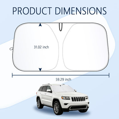 300T Thickened Automotive Glass Sunshade and Comes with Storage Bag,Keep Car Interior Cool,Universal Windshield Sun Shade Fit for Cars,Trucks,SUVs (L: 57.08 * 31.5 inch)