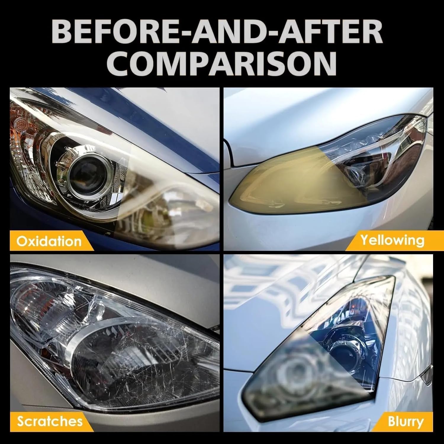 Automotive Headlight Restoration Kit - 6.76 Fl Oz | Oxidized and Yellowed Automotive Headlamps, Blurring Enhanced Crystalline Coating Refurbisher
