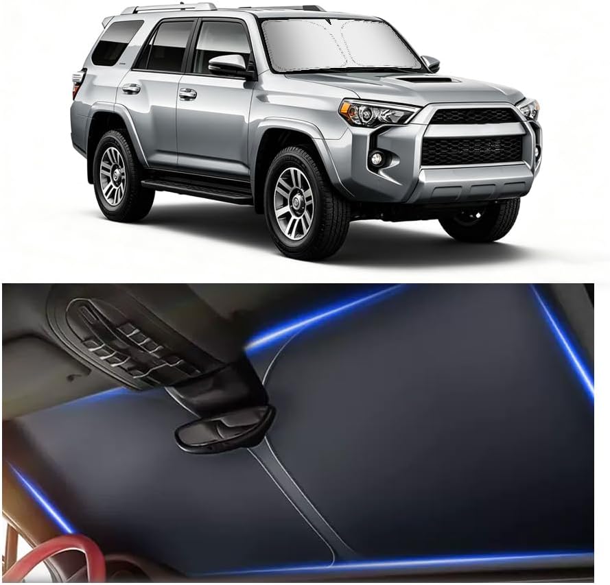 300T Thickened Automotive Glass Sunshade and Comes with Storage Bag,Keep Car Interior Cool,Universal Windshield Sun Shade Fit for Cars,Trucks,Suvs (L: 57.08 * 31.5 Inch)