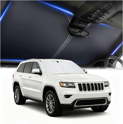 300T Thickened Automotive Glass Sunshade and Comes with Storage Bag,Keep Car Interior Cool,Universal Windshield Sun Shade Fit for Cars,Trucks,Suvs (L: 57.08 * 31.5 Inch)