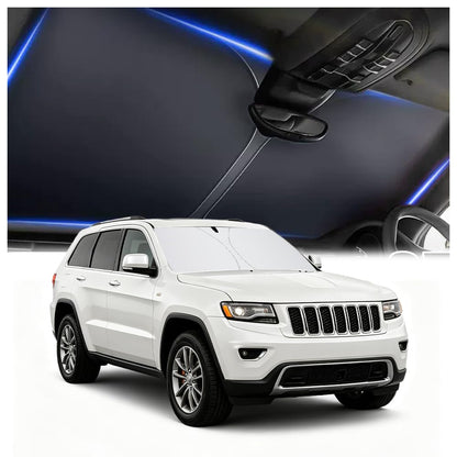 300T Thickened Automotive Glass Sunshade and Comes with Storage Bag,Keep Car Interior Cool,Universal Windshield Sun Shade Fit for Cars,Trucks,SUVs (L: 57.08 * 31.5 inch)