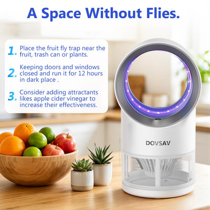 Fruit Fly Trap for Indoors, Blue Bug Zapper Indoor with Suction & Timer | Uv Light Lures Fruit Flies/Gnats, Timer 6/12hrs, Plug in Fly Trap with Suction, Kid & Pet Applicable, Low Noise, 10 refills