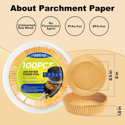 125Pcs 8 Inch Square Air Fryer Liners Disposable for 5-8QT, Parchment Paper | Non-Stick, Unbleached Food Grade, Waterproof Oilproof Baking Airfryer Sheets Papers for Oven, Microwave, Baking, Roasting