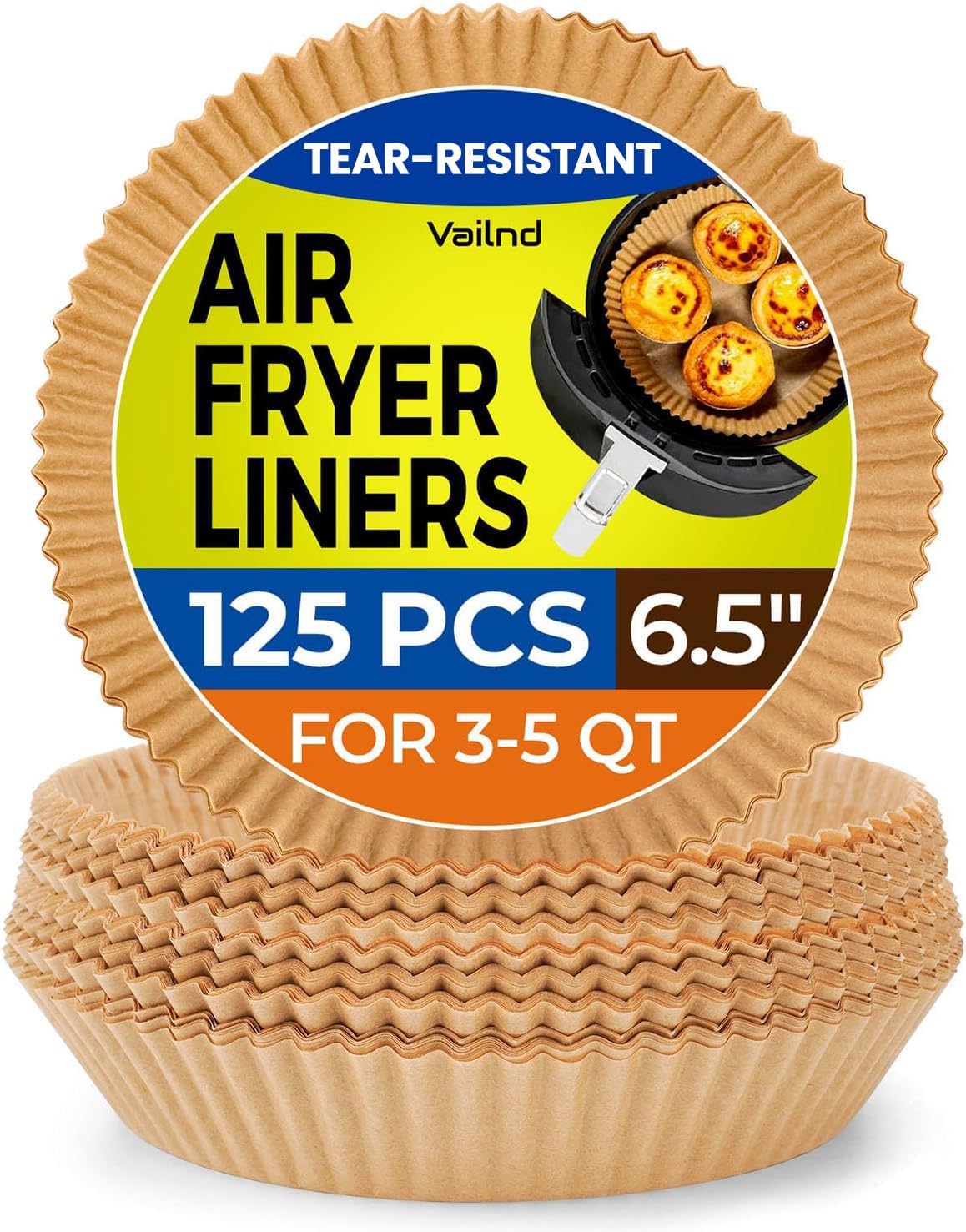 125Pcs 8 Inch Square Air Fryer Liners Disposable for 5-8QT, Parchment Paper | Non-Stick, Unbleached Food Grade, Waterproof Oilproof Baking Airfryer Sheets Papers for Oven, Microwave, Baking, Roasting