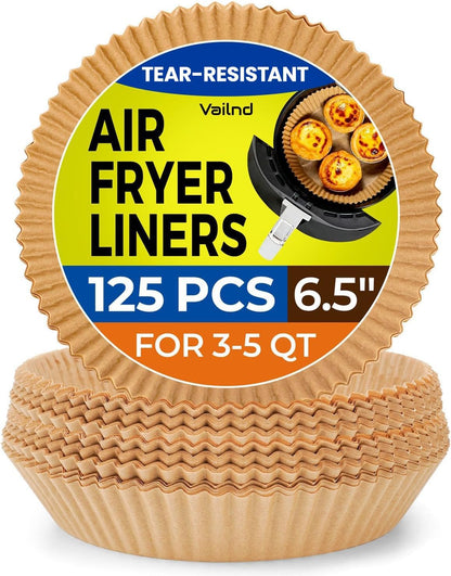 125Pcs 8 Inch Square Air Fryer Liners Disposable for 5-8QT, Parchment Paper | Non-Stick, Unbleached Food Grade, Waterproof Oilproof Baking Airfryer Sheets Papers for Oven, Microwave, Baking, Roasting