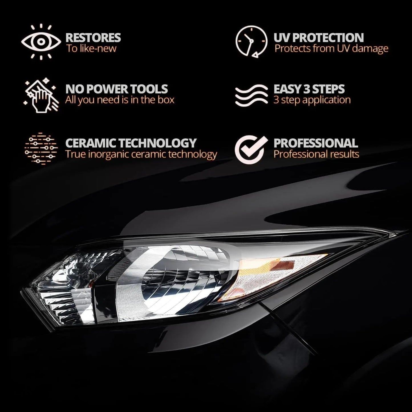 QIFOR Automotive Headlight Restoration kit - 6.76 fl oz | oxidized and yellowed automotive headlamps, blurring enhanced crystalline coating refurbisher