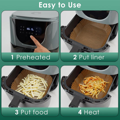 125Pcs 8 Inch Square Air Fryer Liners Disposable for 5-8QT, Parchment Paper | Non-Stick, Unbleached Food Grade, Waterproof Oilproof Baking Airfryer Sheets Papers for Oven, Microwave, Baking, Roasting