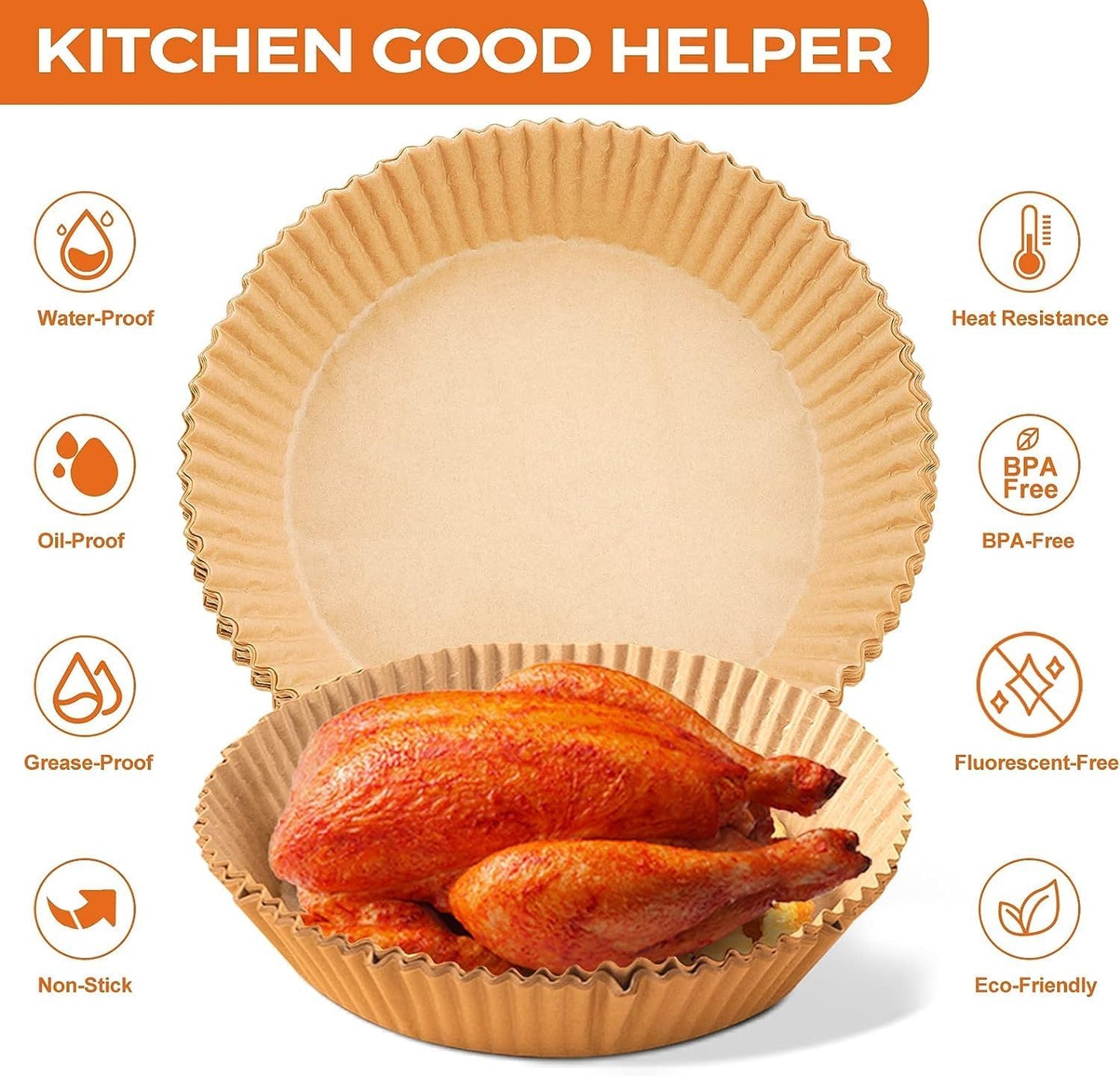 125Pcs 8 Inch Square Air Fryer Liners Disposable for 5-8QT, Parchment Paper | Non-Stick, Unbleached Food Grade, Waterproof Oilproof Baking Airfryer Sheets Papers for Oven, Microwave, Baking, Roasting