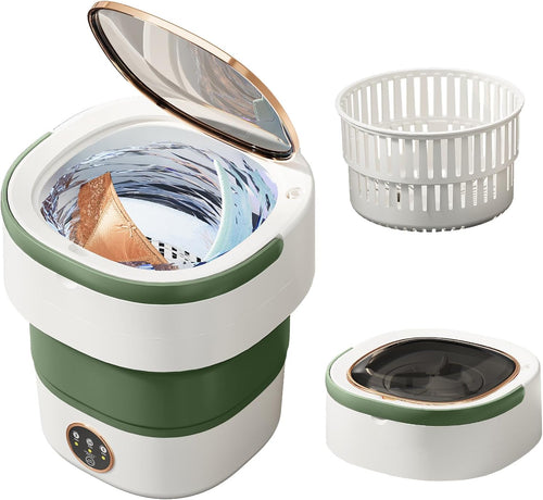 Portable Washing Machine 20L —Small Foldable Washer with Spin Basket, 3 Mode Deep Clean — Mini Laundry Machine for Travel, Dorms, Camping, Ideal for Baby Clothes, Underwear, Socks Green