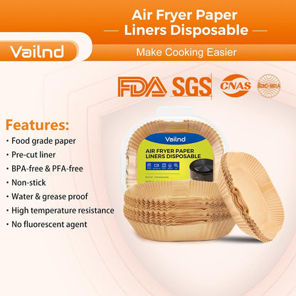 125Pcs 8 Inch Square Air Fryer Liners Disposable for 5-8QT, Parchment Paper | Non-Stick, Unbleached Food Grade, Waterproof Oilproof Baking Airfryer Sheets Papers for Oven, Microwave, Baking, Roasting