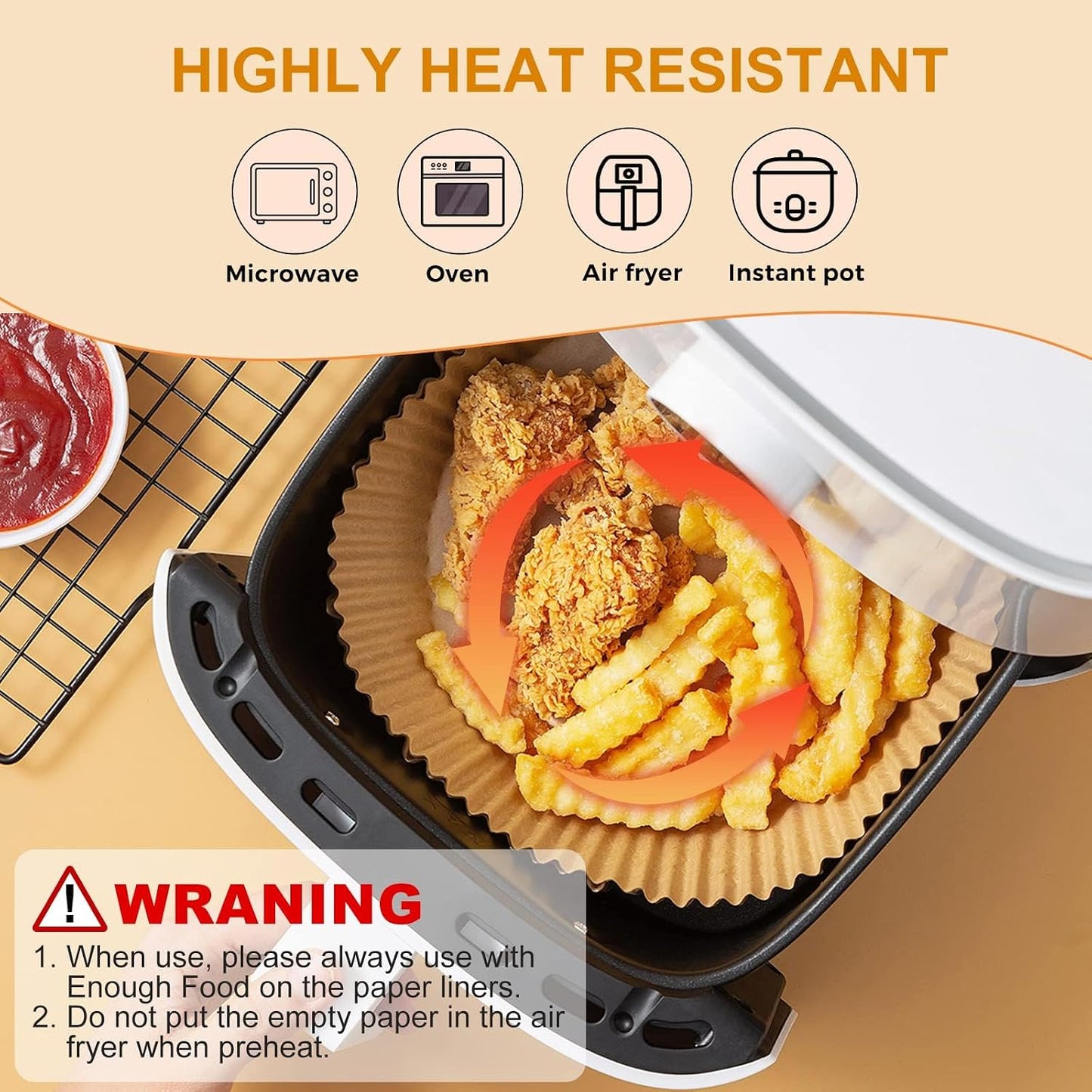 125Pcs 8 Inch Square Air Fryer Liners Disposable for 5-8QT, Parchment Paper | Non-Stick, Unbleached Food Grade, Waterproof Oilproof Baking Airfryer Sheets Papers for Oven, Microwave, Baking, Roasting