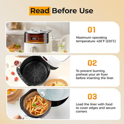 125Pcs 8 Inch Square Air Fryer Liners Disposable for 5-8QT, Parchment Paper | Non-Stick, Unbleached Food Grade, Waterproof Oilproof Baking Airfryer Sheets Papers for Oven, Microwave, Baking, Roasting