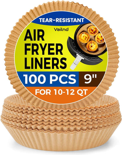 125Pcs 8 Inch Square Air Fryer Liners Disposable for 5-8QT, Parchment Paper | Non-Stick, Unbleached Food Grade, Waterproof Oilproof Baking Airfryer Sheets Papers for Oven, Microwave, Baking, Roasting