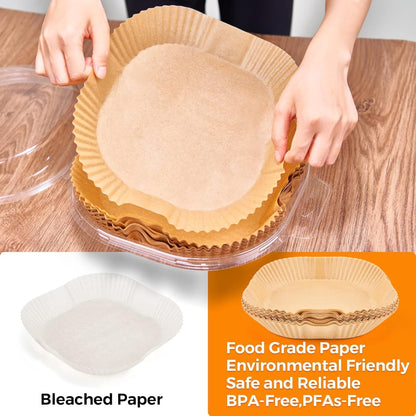 125Pcs 8 Inch Square Air Fryer Liners Disposable for 5-8QT, Parchment Paper | Non-Stick, Unbleached Food Grade, Waterproof Oilproof Baking Airfryer Sheets Papers for Oven, Microwave, Baking, Roasting