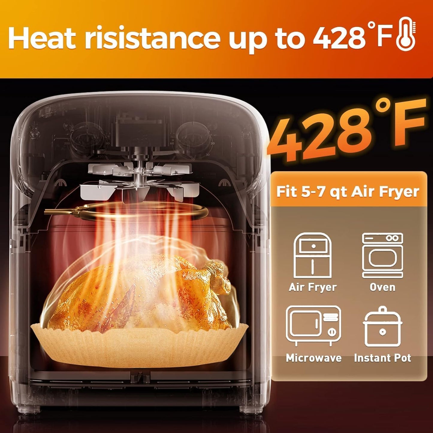 125Pcs 8 Inch Square Air Fryer Liners Disposable for 5-8QT, Parchment Paper | Non-Stick, Unbleached Food Grade, Waterproof Oilproof Baking Airfryer Sheets Papers for Oven, Microwave, Baking, Roasting