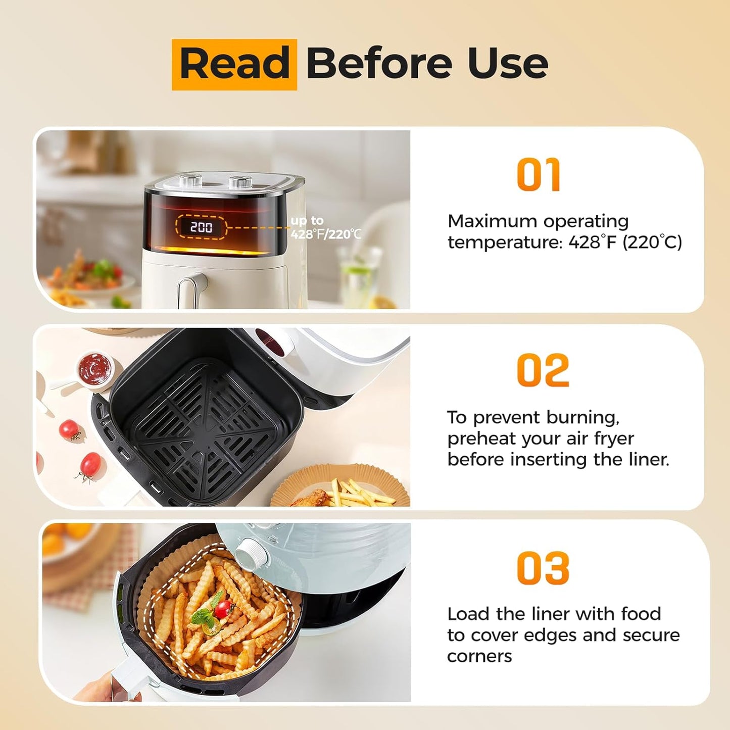 125Pcs 8 Inch Square Air Fryer Liners Disposable for 5-8QT, Parchment Paper | Non-Stick, Unbleached Food Grade, Waterproof Oilproof Baking Airfryer Sheets Papers for Oven, Microwave, Baking, Roasting