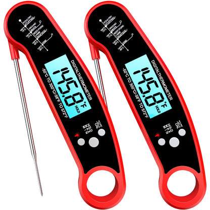 Meat Thermometer Digital, 1-2 Sec Instant Read, Food, Cooking, Grill | Bright Backlit Display, Waterproof for Air Fryer, Smoker, Candy, Kitchen Gadgets, BBQ Essentials, Gift for Men Husband, Red