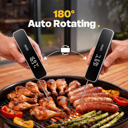 Meat Thermometer Digital, 1-2 Sec Instant Read, Food, Cooking, Grill | Bright Backlit Display, Waterproof for Air Fryer, Smoker, Candy, Kitchen Gadgets, BBQ Essentials, Gift for Men Husband, Red