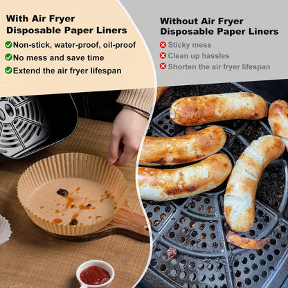 125Pcs 8 Inch Square Air Fryer Liners Disposable for 5-8QT, Parchment Paper | Non-Stick, Unbleached Food Grade, Waterproof Oilproof Baking Airfryer Sheets Papers for Oven, Microwave, Baking, Roasting