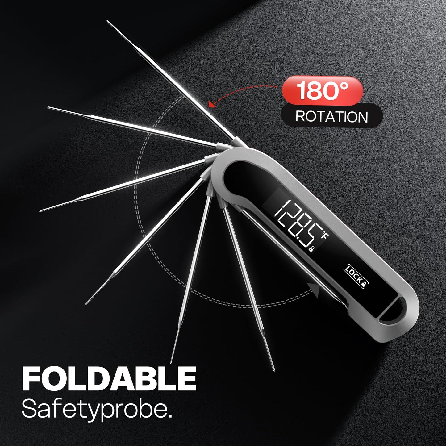 Meat Thermometer Digital, 1-2 Sec Instant Read, Food, Cooking, Grill | Bright Backlit Display, Waterproof for Air Fryer, Smoker, Candy, Kitchen Gadgets, BBQ Essentials, Gift for Men Husband, Red