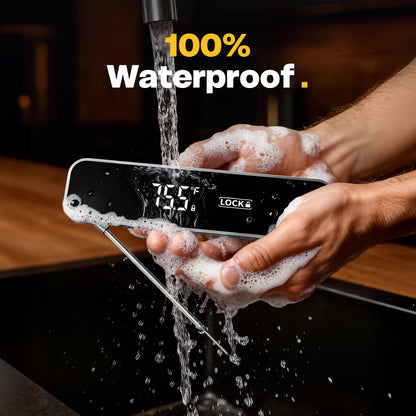 Meat Thermometer Digital, 1-2 Sec Instant Read, Food, Cooking, Grill | Bright Backlit Display, Waterproof for Air Fryer, Smoker, Candy, Kitchen Gadgets, BBQ Essentials, Gift for Men Husband, Red