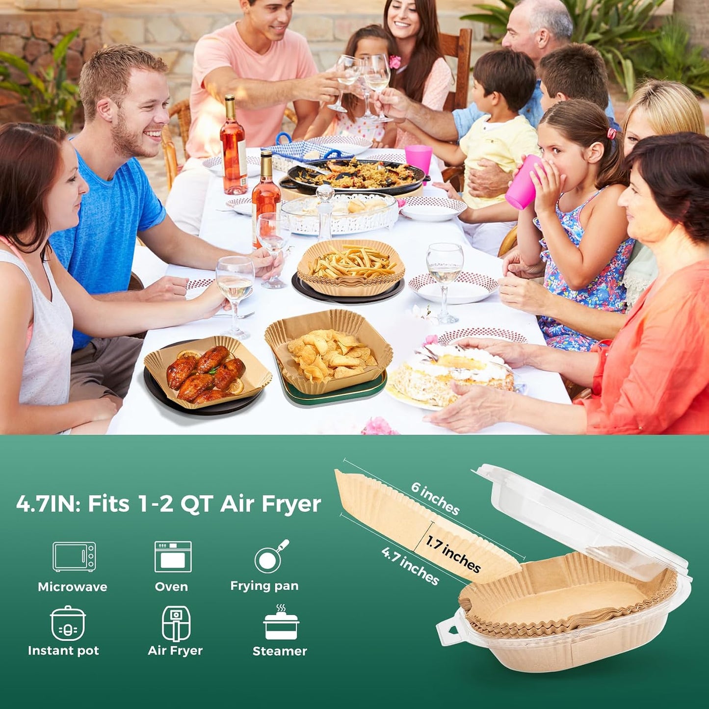125Pcs 8 Inch Square Air Fryer Liners Disposable for 5-8QT, Parchment Paper | Non-Stick, Unbleached Food Grade, Waterproof Oilproof Baking Airfryer Sheets Papers for Oven, Microwave, Baking, Roasting