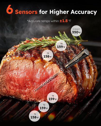 Meat Thermometer Digital, 1-2 Sec Instant Read, Food, Cooking, Grill | Bright Backlit Display, Waterproof for Air Fryer, Smoker, Candy, Kitchen Gadgets, BBQ Essentials, Gift for Men Husband, Red