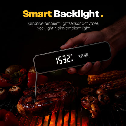 Meat Thermometer Digital, 1-2 Sec Instant Read, Food, Cooking, Grill | Bright Backlit Display, Waterproof for Air Fryer, Smoker, Candy, Kitchen Gadgets, BBQ Essentials, Gift for Men Husband, Red