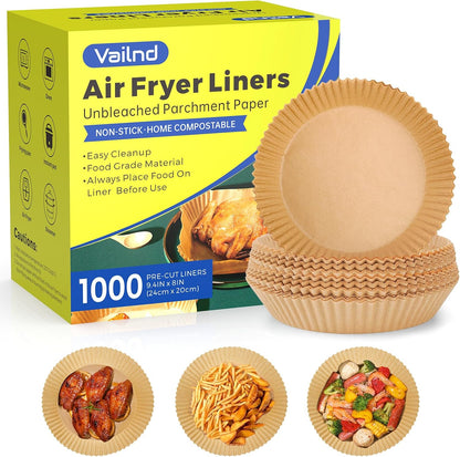 125Pcs 8 Inch Square Air Fryer Liners Disposable for 5-8QT, Parchment Paper | Non-Stick, Unbleached Food Grade, Waterproof Oilproof Baking Airfryer Sheets Papers for Oven, Microwave, Baking, Roasting