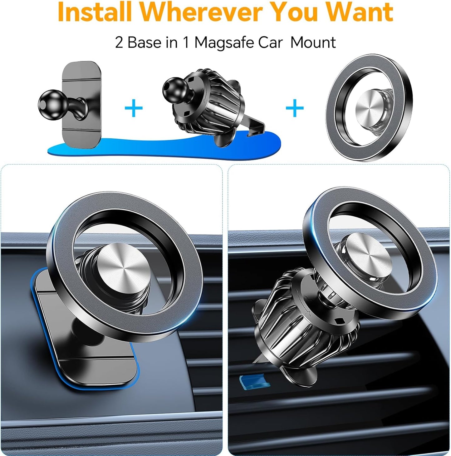 for Magsafe Car Mount【Strong Magnets】Magnetic Phone Holder for Car Phone Holder Mount Dash Mounted Holders Phone Holders for Your Car Accessories for Women Men for iPhone 17 Pro Max 16 15 14