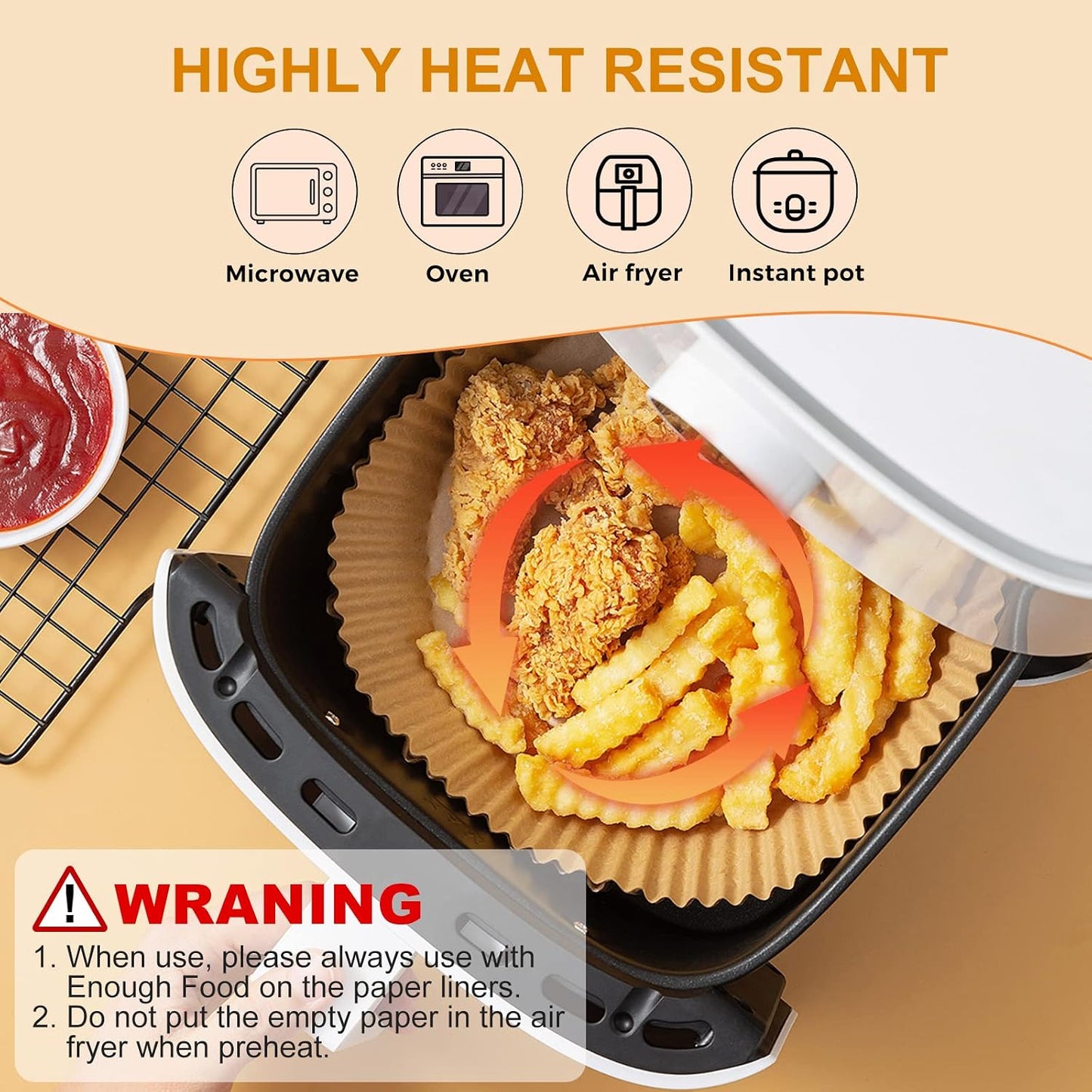 125Pcs 8 Inch Square Air Fryer Liners Disposable for 5-8QT, Parchment Paper | Non-Stick, Unbleached Food Grade, Waterproof Oilproof Baking Airfryer Sheets Papers for Oven, Microwave, Baking, Roasting