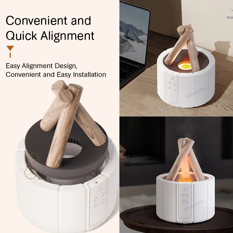 Flame Aroma Diffuser – Aesthetic Essential Oil Humidifier with LED Flame Effect