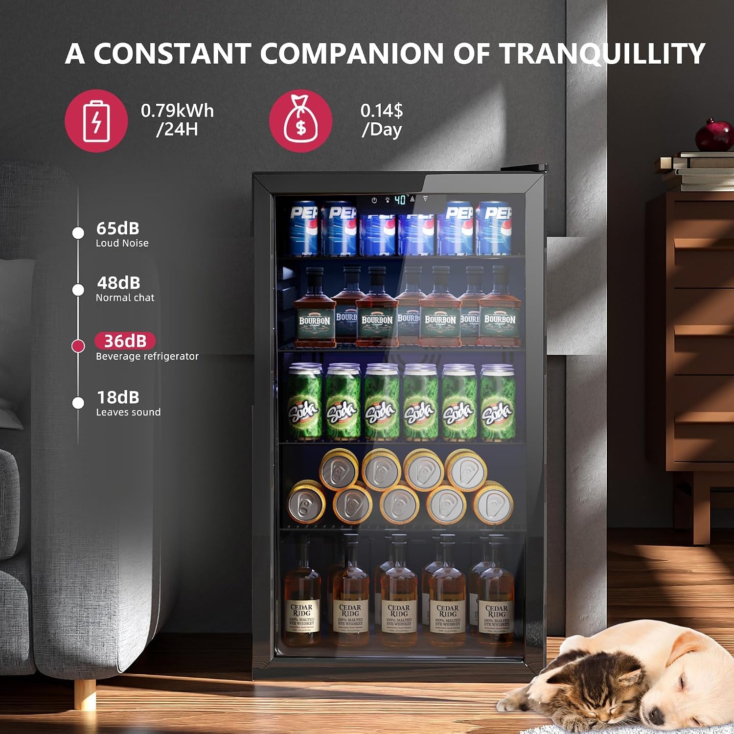 Beverage Refrigerator and Cooler, 126 Can Mini Fridge with Glass Door, Beverage Cooler with Digital Temperature Display & Adjustable Shelves for Soda Beer or Wine, NEW Black, 3.2Cu.Ft