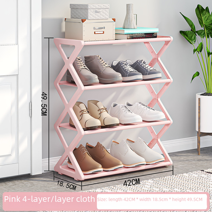 X-Frame Shoe Rack Organizer – Minimalist 2-Tier Entryway Storage in 5 Colors