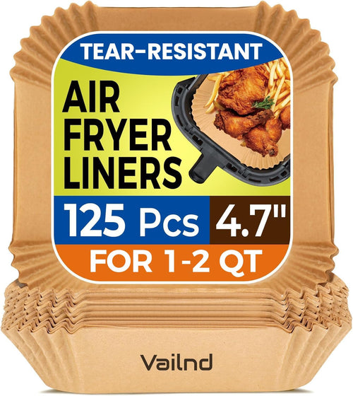 125PCS 4.7 Inch Square Air Fryer Liners Disposable for 1-2 QT | Parchment Paper, Baking Paper Sheets for Mini Small Airfryer Basket