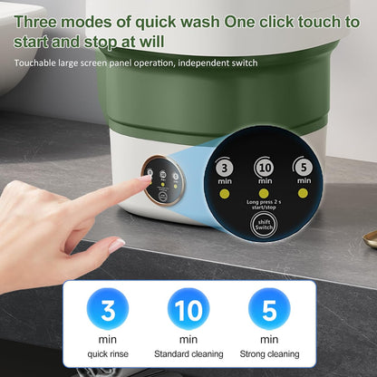 Portable Washing Machine 20L —Small Foldable Washer with Spin Basket, 3 Mode Deep Clean — Mini Laundry Machine for Travel, Dorms, Camping, Ideal for Baby Clothes, Underwear, Socks Green