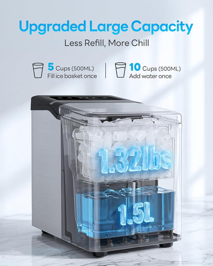 Ice Makers Countertop, 26.5Lbs/24H Ice Machine with 2 Sizes Bullet Ice, 9 Ice Cubes Release in 6 Mins, Self-Cleaning Portable Ice Maker with Ice Scoop and Basket for Home Kitchen Office Bar RV