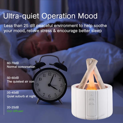 Flame Aroma Diffuser – Aesthetic Essential Oil Humidifier with LED Flame Effect