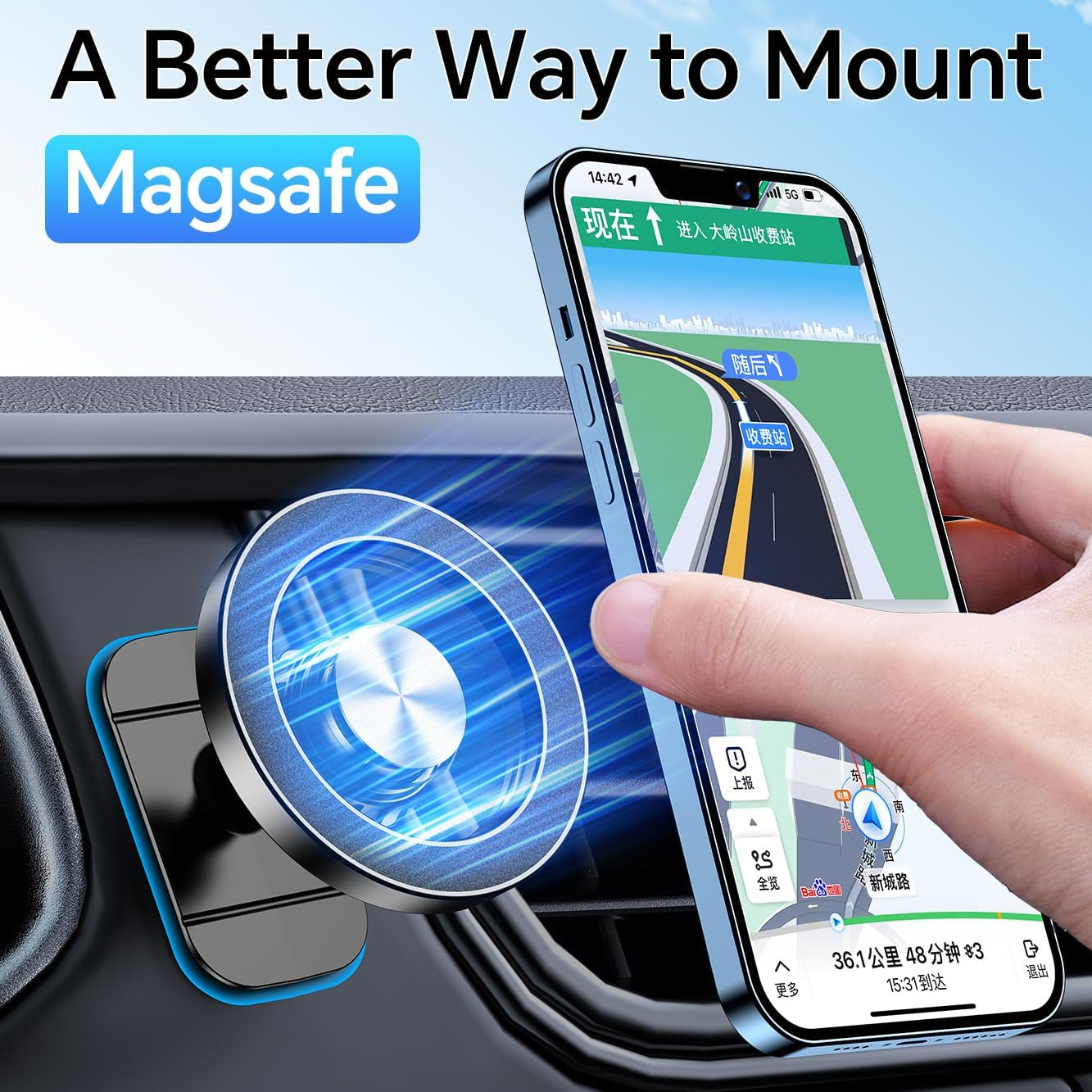 For Magsafe Car Mount【Strong Magnets】Magnetic Phone Holder for Car Phone Holder Mount Dash Mounted Holders Phone Holders for Your Car Accessories for Women Men for Iphone 17 Pro Max 16 15 14